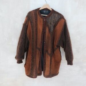 Vintage Wool and Suede Cardigan